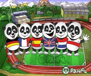 пазл Несколько Panda Panfu футболки некоторых национальных команд